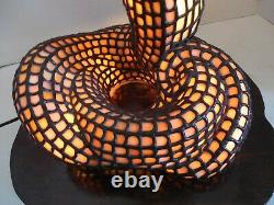 Tiffany Quality, Rare, 3 Dimensional Stained Glass King Cobra Snake Lamp