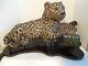 Tiffany Quality Rare, 3 Dimensional Stained Glass Leopard Lamp, One Of A Kind