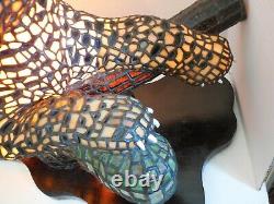 Tiffany Quality Rare, 3 Dimensional Stained Glass Leopard Lamp, One of a Kind