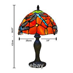 Tiffany Red Dragonfly Style 10 inch Table Lamp Stained Glass Shade For Room UK