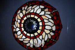 Tiffany Red and White Dragonfly Table Lamp 10 Inch Style Stained Glass Shade