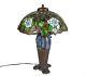 Tiffany Reproduction Blossom Cobweb Stained Leaded Glass Dome Shade Table Lamp