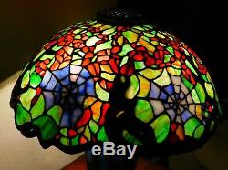 Tiffany Reproduction Blossom Cobweb Stained Leaded Glass Dome Shade Table Lamp