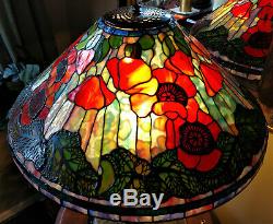 Tiffany Reproduction Lamp Shade 20 Poppy Orange Red Stained Glass Odyssey
