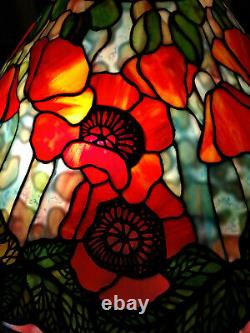 Tiffany Reproduction Lamp Shade 20 Poppy Orange Red Stained Glass Odyssey