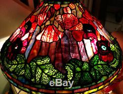 Tiffany Reproduction Lamp Shade 20 Poppy Red & Purple Stained Glass Odyssey