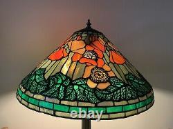 Tiffany Reproduction Poppy Lamp Stained Glass Lamp Shade 21 For Repair