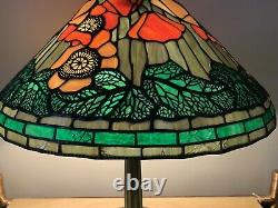 Tiffany Reproduction Poppy Lamp Stained Glass Lamp Shade 21 For Repair