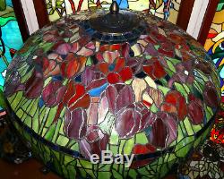 Tiffany Reproduction Tulip Red Orange Stained Glass Lamp Shade 22W No Base