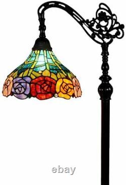 Tiffany Rose Reading Floor Lamp Electric Light Living Room Bedroom Stained Glass