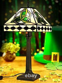 Tiffany Round Celtic Table Lamp Stained Glass Lamp St Patrick's Day Decor Iri