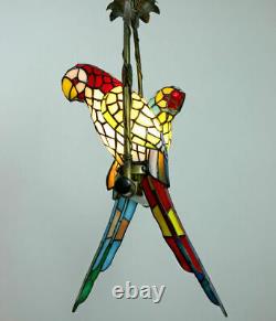 Tiffany Stained Glass 2 Parrots Chandeliers Home Lighting Pendant Ceiling Lamps