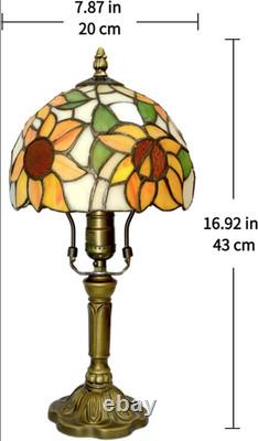 Tiffany Stained Glass 3-Way Table Lamp Yellow Sunflower LED Bulb Bedroom Room