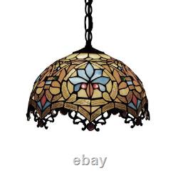 Tiffany Stained Glass Ceiling Pendant Light Fixture Vintage Single Hanging Lamp