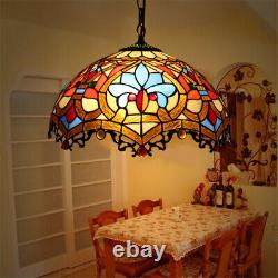 Tiffany Stained Glass Ceiling Pendant Light Fixture Vintage Single Hanging Lamp