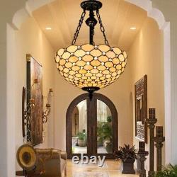 Tiffany Stained Glass Chandelier 3-Lights Vintage Ceiling Fixture Lamp Lighting