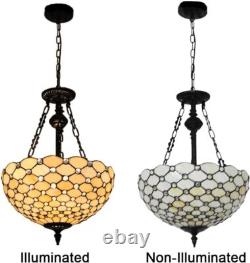 Tiffany Stained Glass Chandelier 3-Lights Vintage Ceiling Fixture Lamp Lighting