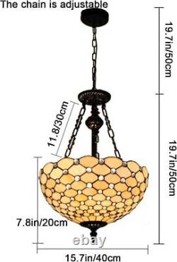 Tiffany Stained Glass Chandelier 3-Lights Vintage Ceiling Fixture Lamp Lighting