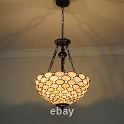 Tiffany Stained Glass Chandelier 3-Lights Vintage Ceiling Fixture Lamp Lighting