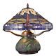 Tiffany Stained Glass Dragonfly Bronze Table Lamp With Mosaic Base 14 Inches