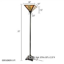 Tiffany Stained Glass Egyptian Style Metal Floor Lamp Vintage Lighting LED Bulb