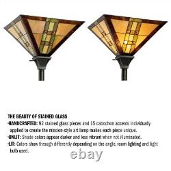 Tiffany Stained Glass Egyptian Style Metal Floor Lamp Vintage Lighting LED Bulb