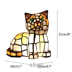 Tiffany Stained Glass Kitten Cat Table Lamp Night Lighting Home Decoration Gifts