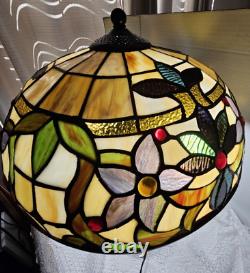 Tiffany Stained Glass Lamp 2 Light Victorian Style Retro Reproduction Floral