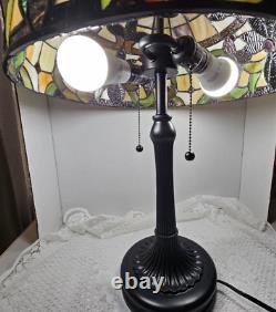 Tiffany Stained Glass Lamp 2 Light Victorian Style Retro Reproduction Floral