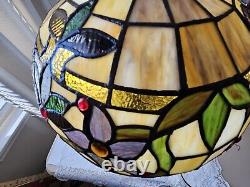 Tiffany Stained Glass Lamp 2 Light Victorian Style Retro Reproduction Floral