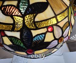 Tiffany Stained Glass Lamp 2 Light Victorian Style Retro Reproduction Floral