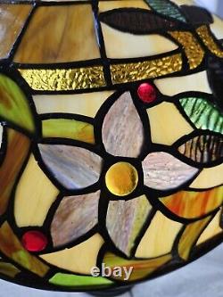 Tiffany Stained Glass Lamp 2 Light Victorian Style Retro Reproduction Floral