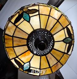 Tiffany Stained Glass Lamp 2 Light Victorian Style Retro Reproduction Floral