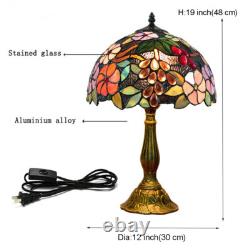 Tiffany Stained Glass Nightstand Lamp with Floral Pattern Table Lamp Living Room