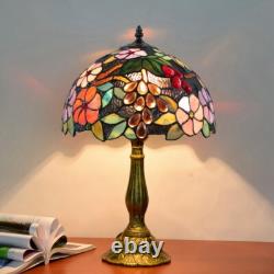 Tiffany Stained Glass Nightstand Lamp with Floral Pattern Table Lamp Living Room