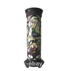 Tiffany Stained Glass Style Night Light Florals Pedestal Floor Lamp 30 Tall