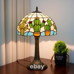 Tiffany Stained Glass Table Lamp Creative Cactus Style Unique Gift for Nature En