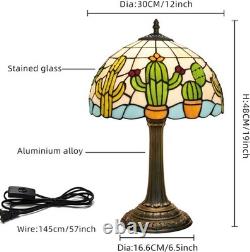 Tiffany Stained Glass Table Lamp Creative Cactus Style Unique Gift for Nature En