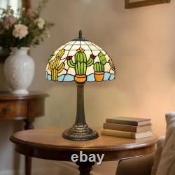 Tiffany Stained Glass Table Lamp Creative Cactus Style Unique Gift for Nature En