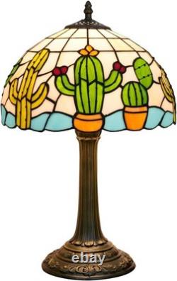 Tiffany Stained Glass Table Lamp Creative Cactus Style Unique Gift for Nature En