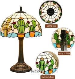 Tiffany Stained Glass Table Lamp Creative Cactus Style Unique Gift for Nature En