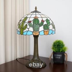 Tiffany Stained Glass Table Lamp Creative Cactus Style Unique Gift for Nature En