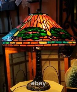 Tiffany Studio Dragonfly lamp exquisite stained glass reproduction Free SHIP