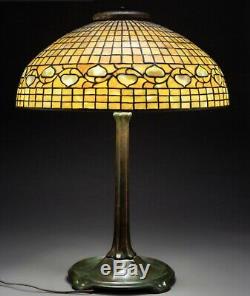 Tiffany Studios 20 Inch Acorn Stained Glass Shade And Bronze Table Lamp