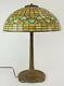 Tiffany Studios Acorn 1435 Stained Glass Bronze Table Lamp With 533 Stick Base