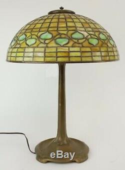 Tiffany Studios Acorn 1435 Stained Glass Bronze Table Lamp With 533 stick base