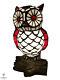 Tiffany Style 11 Brown, White And Red Owl Accent Lamp. Stained Glass