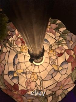 Tiffany Style 14 Tall Lamp Domed Stained Glass Hummingbird Floral Brand New