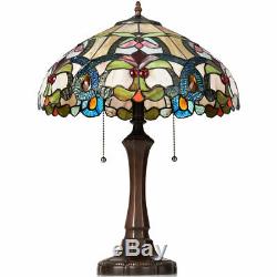 Tiffany-Style 16 Reading Lamp Stained Glass Victorian Table Lamp With2-Light
