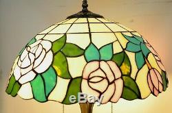 Tiffany Style 16 Rose Stained Glass Shade Table Lamp Bedroom, living room